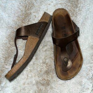 Birkenstock Gizeh Metallic Brown Cork Leather Sandals - SIZE 38 (7.5/8 US)